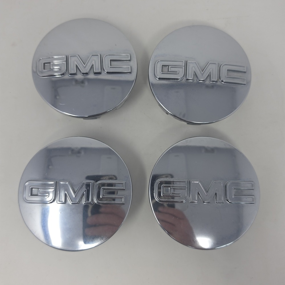 4 OEM GMC GLOSSY chrome  83 mm 3.25 inch Wheel Rim Center Hub Caps